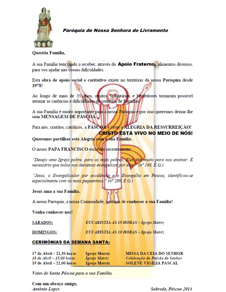 MENSAGEM DE PÁSCOA - APOIO FRATERNO_2014_Colunas
